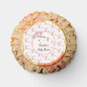 Elegant Pink Roses with Butterflies Baby Shower Reese's Peanut Butter Cups