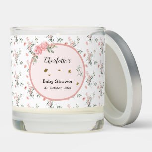 Elegant Pink Roses with Butterflies Baby Shower Scented Candle