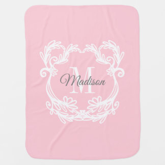 Elegant Pink Royal Inspired Monogram Baby Blanket