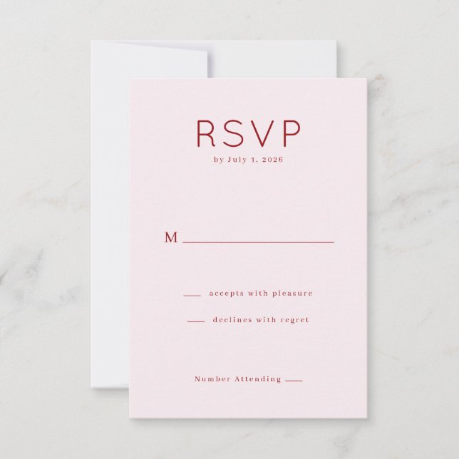 Elegant Pink RSVP Card (Front)