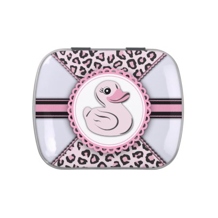 Elegant Pink Rubber Duck Baby Shower Candy Jelly Belly Tin