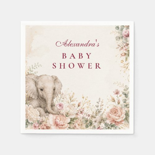 Elegant Pink Safari Girl Baby Shower Napkins