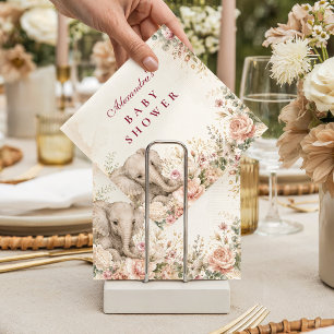 Elegant Pink Safari Girl Baby Shower Napkins