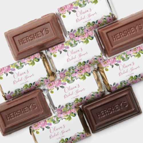 Elegant Pink Sage Floral Watercolor Bridal Shower Hersheys Miniatures