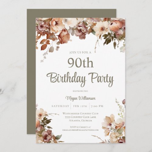 Elegant Pink Sage Green Surprise 50th Birthday Invitation