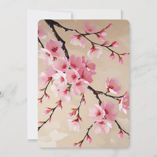 Elegant Pink Sakura Blossom Postcard - Japanese Ch (Front)