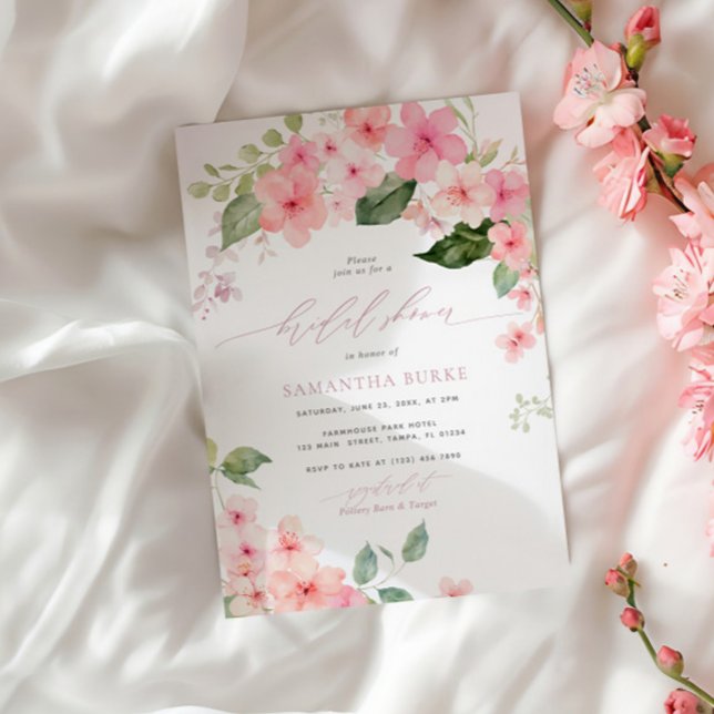 Elegant Pink Sakura Flowers Bridal Shower Invitation (Creator Uploaded)
