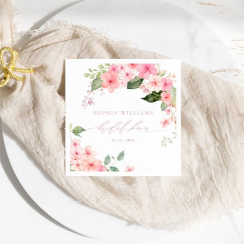 Elegant Pink Sakura Flowers Bridal Shower Napkins