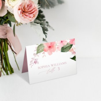 Elegant Pink Sakura Flowers Wedding Place Card by Super_Invitation at Zazzle