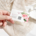 Elegant Pink Sakura Flowers Wedding QR Code RSVP Enclosure Card
