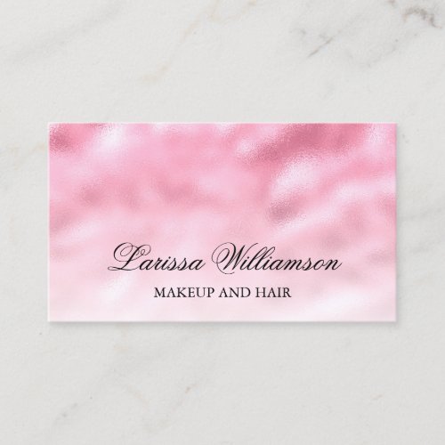 Elegant Pink Satin Foil Hair Makeup Beauty Business Card