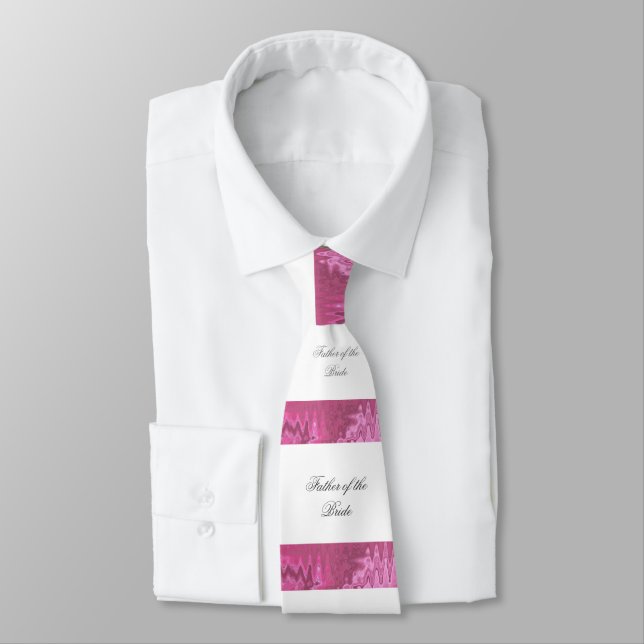 Elegant Pink Satin Ribbon, Father of the Bride  Neck Tie (Tied)