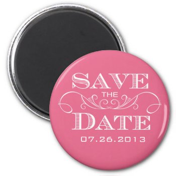 Elegant Pink Save The Date Magnet by antiquechandelier at Zazzle