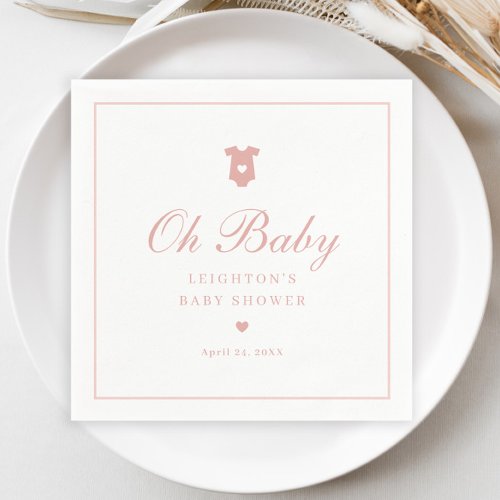 Elegant Pink Script Baby Shower  Napkins