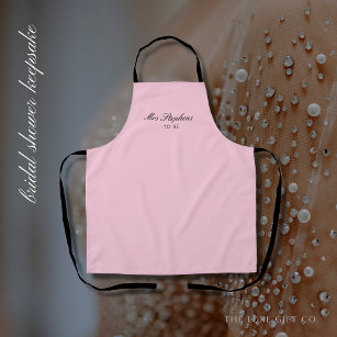 Elegant Pink Script Bride Mrs to Be Gift Apron