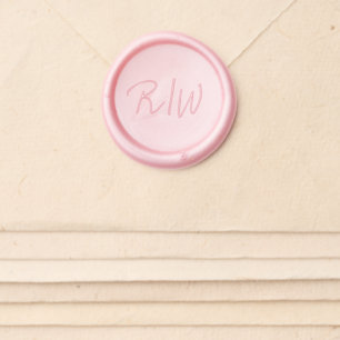 Elegant Pink Script Initials Wedding Wax Seal Sticker