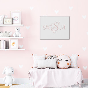 Elegant Pink Script Monogram Nursery Faux Canvas Print