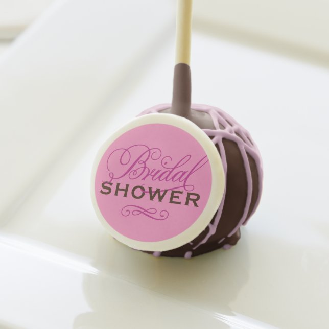 Elegant Pink Script Wedding Bridal Shower Cake Pops (Front Insitu)