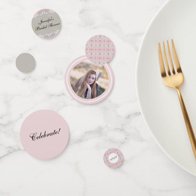 Elegant Pink Scrolls Confetti (Group)