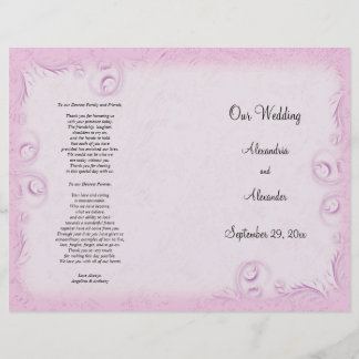 Elegant Pink Scrollwork Wedding Program