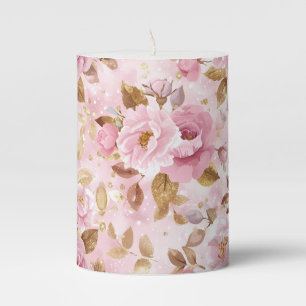 elegant pink seamless pattern with flowers roses a pillar candle