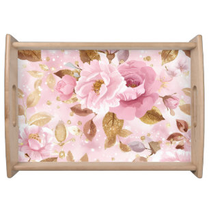 elegant pink seamless pattern with flowers roses a serving tray