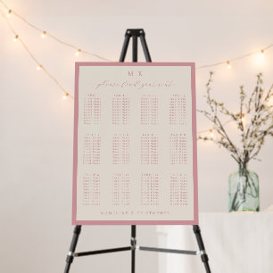 Elegant Pink Seating Chart Foam Board