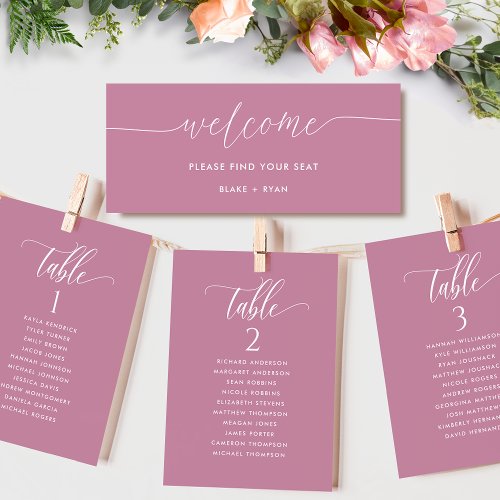 Elegant Pink Seating Plan Card with Guest Name