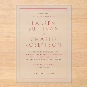 Elegant Pink Serif Wedding Invitation