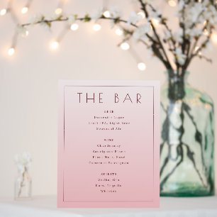 Elegant Pink Serif Wedding Menu Foam Board