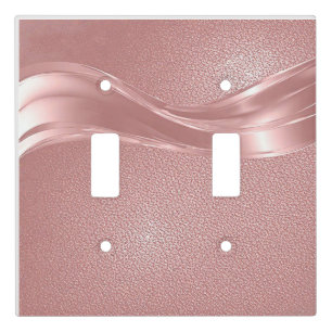 Elegant Pink Shimmer Background With Metallic Wave Light Switch Cover