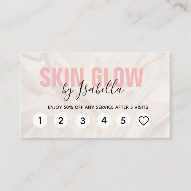 Elegant Pink Silk Loyalty Cards (Front)