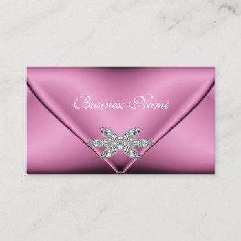 Elegant Pink Silver Diamond Jewel Business Card by Label_That at Zazzle