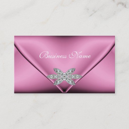 Customizable Elegant Pink Silver Diamond Jewel Business Cards