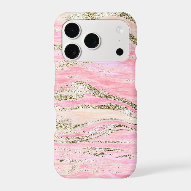 Elegant Pink Silver Glitter Marble Pattern Chic Iphone Case (Back)