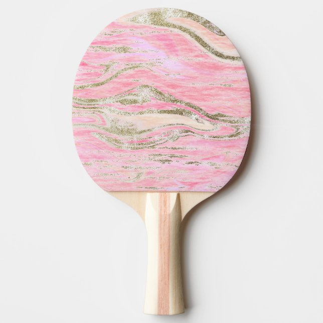 Elegant Pink Silver Glitter Marble Pattern Chic Ping Pong Paddle (Front)