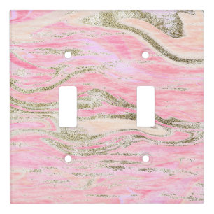 Elegant Pink Silver Glitter Marble Pattern Glam Light Switch Cover