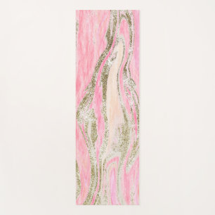 Elegant Pink Silver Glitter Marble Pattern Glam Yoga Mat