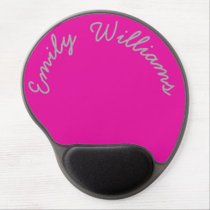 Elegant Pink Silver Gray Typography Add Name Gel Mouse Pad