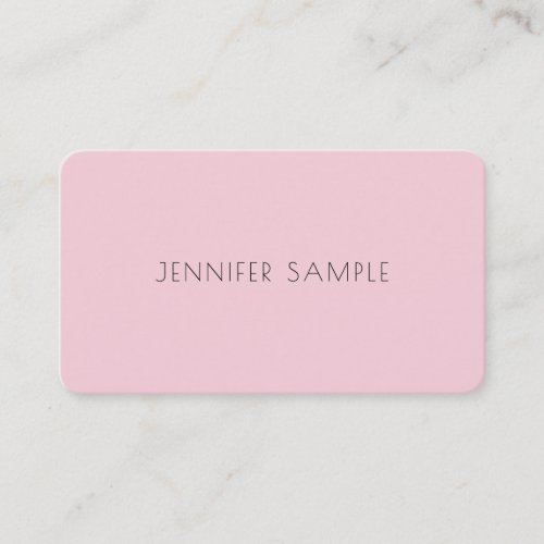 Elegant Pink Simple Design Modern Plain Luxury Top Business Card