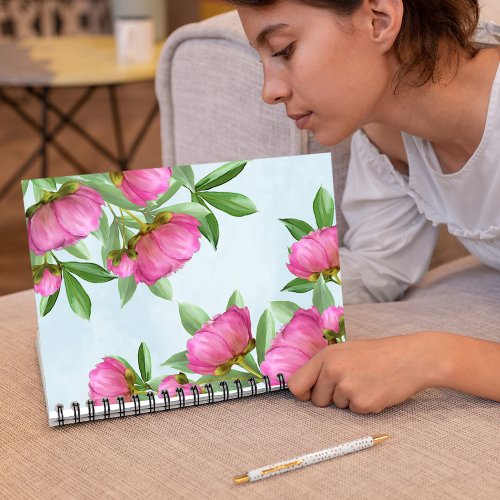 Elegant Pink Simple Floral Botanical Peony Flowers Notebook