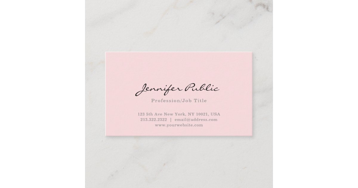 Elegant Pink Simple Professional Modern Plain Business Card | Zazzle
