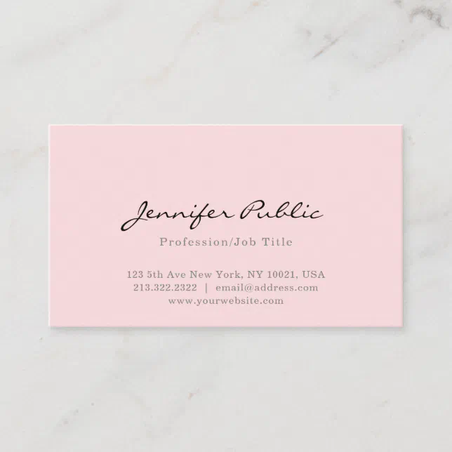 Elegant Pink Simple Professional Modern Plain Business Card | Zazzle
