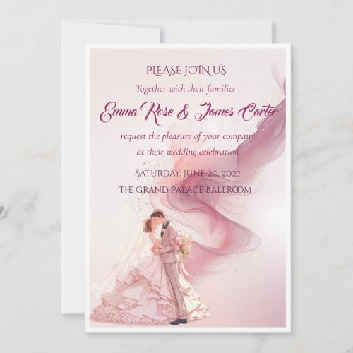 Elegant Pink Smoke Couple Wedding Invitation