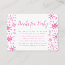 Elegant Pink Snowflake Baby Shower Bring a Book Enclosure Card