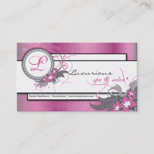 Elegant Pink Spa &amp; Salon Monogram Business Card