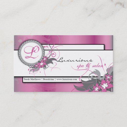 Customizable Elegant Pink Spa &amp; Salon Monogram Business Card
