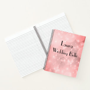 Elegant Pink Sparkle Personalised Wedding Belle Notebook