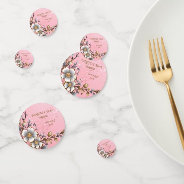 Elegant Pink Sparkle Wedding Background Confetti (Group)