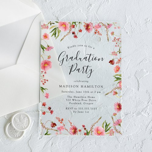 Elegant Pink Spring Floral Graduation Party